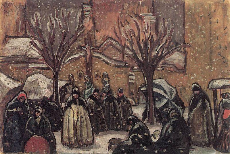 Bela Ivanyi-Grunwald Market of Kecskemet in Winter china oil painting image